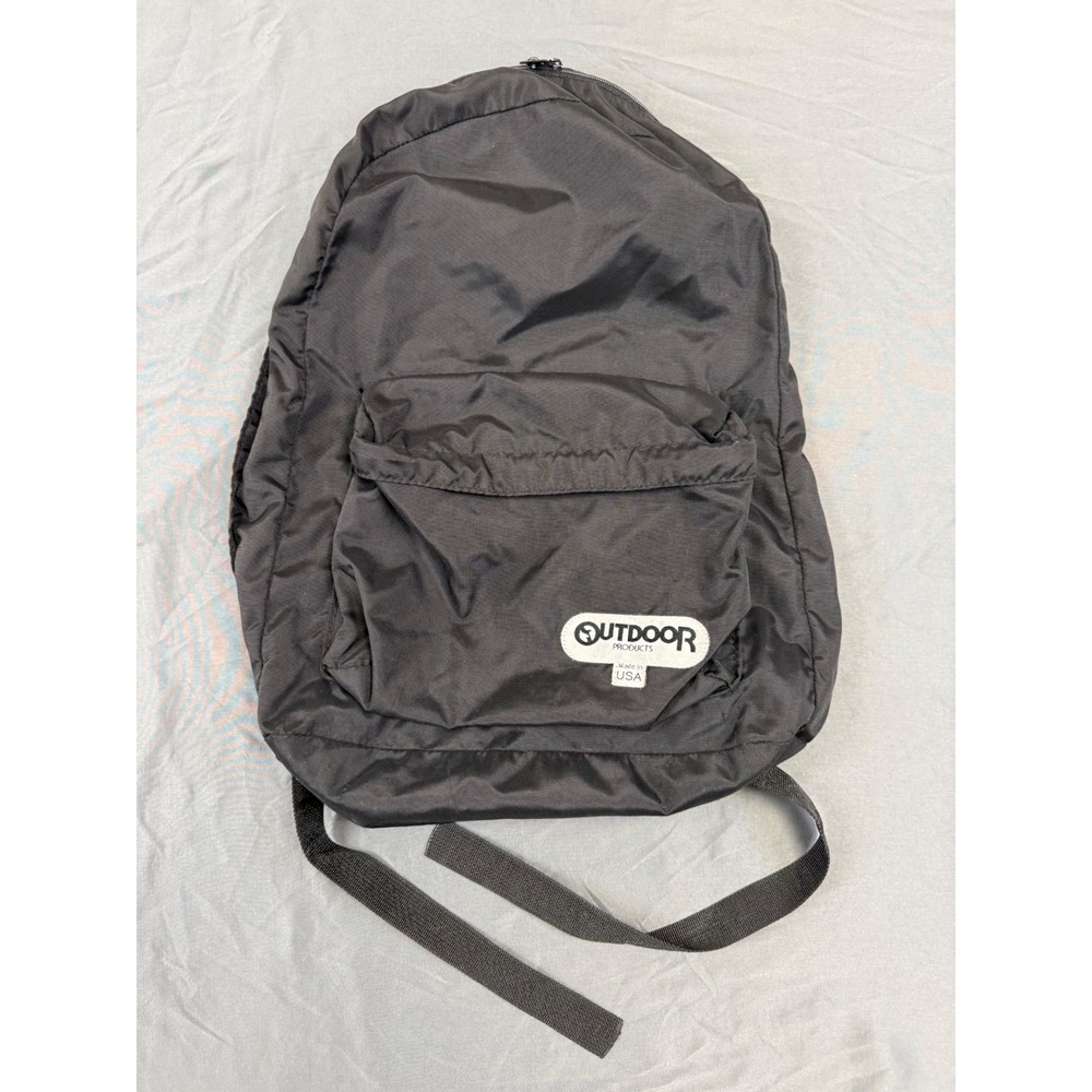 Outdoor Products Black Nylon Backpack Made in USA Vintage Daypack Lightweight